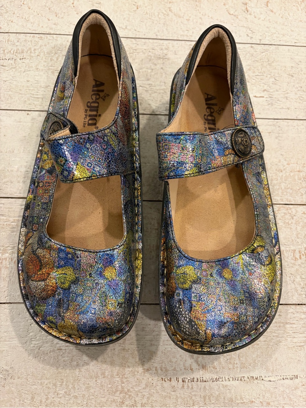 Alegria Paloma Mary Jane Shoes Gypsy Rose Pattern Sz 39 (US Sz 9) Comfort Artsy
